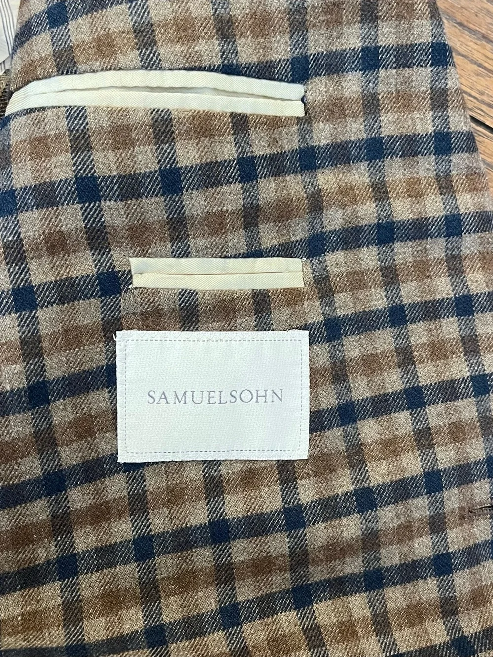 Samuelsohn Gibson Plaid Silk Sport Coat Blazer Mens 41 Reg Italy